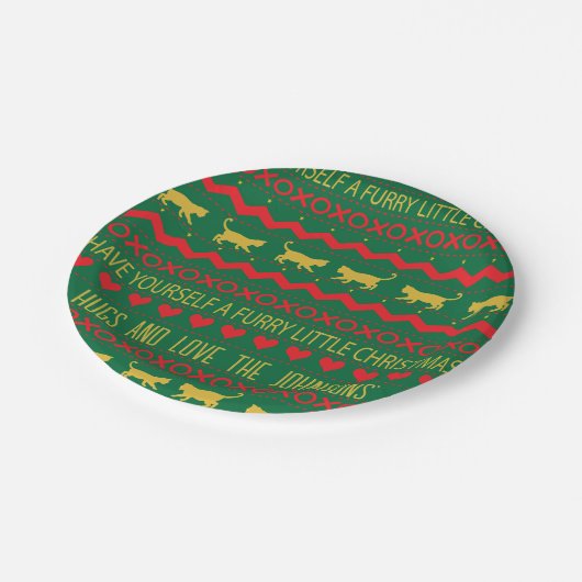 Weihnachtsfrösche Kleine Katzen Pappteller (Schrägansicht)