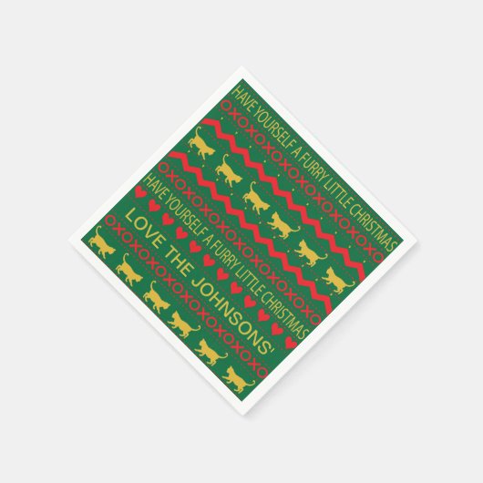 Weihnachtsfrösche Kleine Katzen Serviette (Ecke)