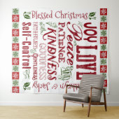 Weihnachtsfrucht der Rot-Grün-Monogramm Wandteppich (Beispiel (Horizontal))