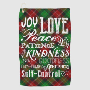 Weihnachtsfrucht des Geistes Typografie Tartan Golfhandtuch