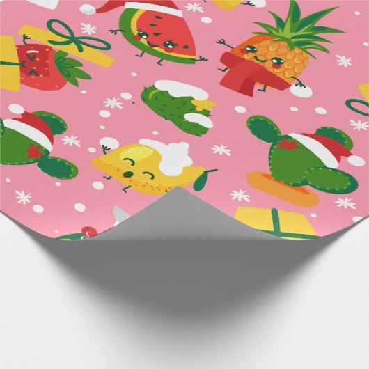 Weihnachtsfrucht Erdbeere Wassermelone Zitrone Geschenkpapier (Ecke)