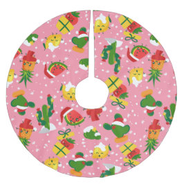 Weihnachtsfrucht Erdbeere Wassermelone Zitrone Polyester Weihnachtsbaumdecke