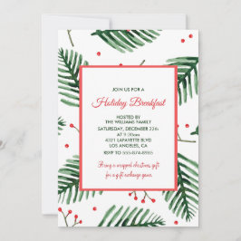 Weihnachtsfrühstück Einladung Elegante Evergreen