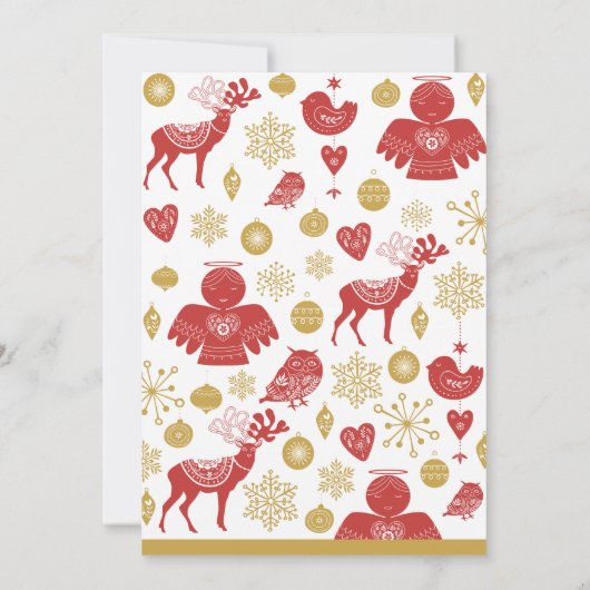 Weihnachtsfrühstück Einladung Gold Red Nordic (Rückseite)