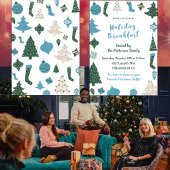 Weihnachtsfrühstück Einladung Niedlich grün blau