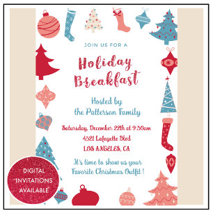 Weihnachtsfrühstück Einladung Niedlich Rosa und Bl