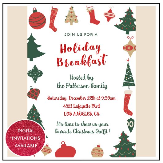 Weihnachtsfrühstück Einladung Niedliche Baumsocken
