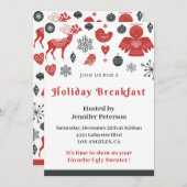 Weihnachtsfrühstück Einladung Scandinave Muster (Vorne/Hinten)