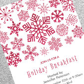 Weihnachtsfrühstück Einladung Schneeflocken Rot