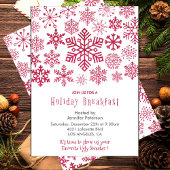 Weihnachtsfrühstück Einladung Schneeflocken Rot