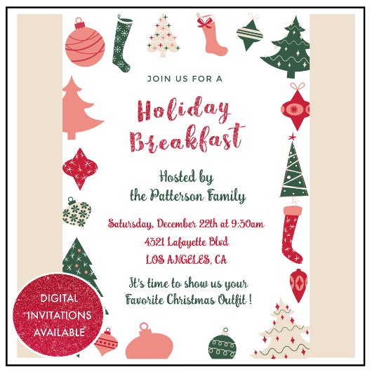 Weihnachtsfrühstück Einladung Weihnachtsmuster