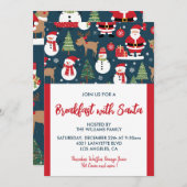 Weihnachtsfrühstück mit Santa Snowman-Bäumen Einladung (Vorne/Hinten)