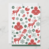 Weihnachtsfrühstück Schönes nordisches Muster Grün Einladung (Rückseite)