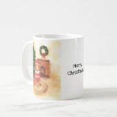 Weihnachtsfuchs am Kamin Kaffeetasse (Vorderseite Links)