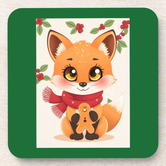 Weihnachtsfuchs-Dekoration Getränkeuntersetzer (Vorderseite)