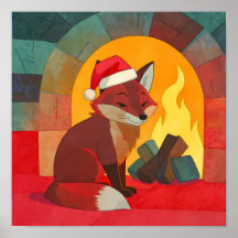 Weihnachtsfuchs-Flachfarbentapeten-Design