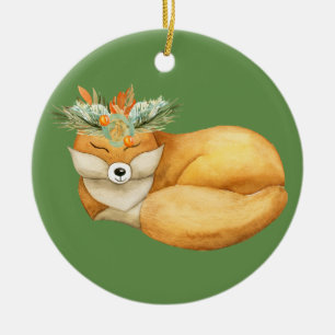 Weihnachtsfuchs Keramik Ornament