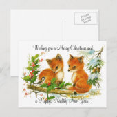 Weihnachtsfüchse Feiertagspostkarte (Vorne/Hinten)