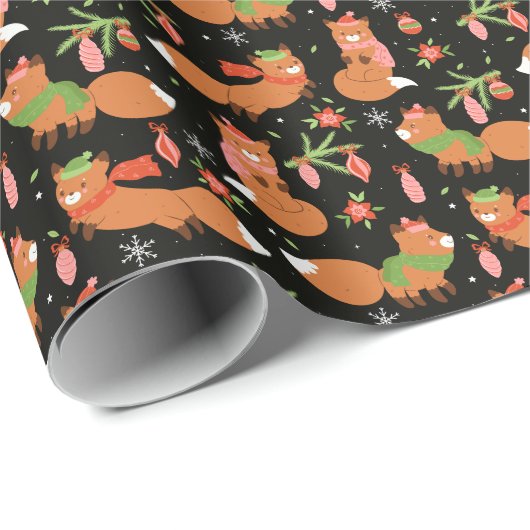 Weihnachtsfüchse Geschenkpapier (Rolleneckpunkt)