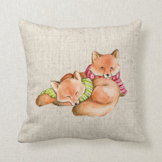 Weihnachtsfuchsleinenblick-Kissenkissen Kissen