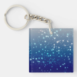Weihnachtsfunken Sterne Blauer Himmel Schlüsselanhänger