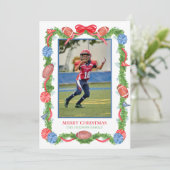 Weihnachtsfussball-Foto Feiertagskarte (Stehend Vorderseite)
