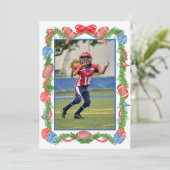 Weihnachtsfussball-Foto Feiertagskarte (Stehend Vorderseite)