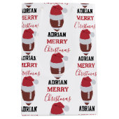 Weihnachtsfußball Gridiron Ball Individuelle Name Mittlere Geschenktüte (Vorderseite)