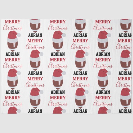 Weihnachtsfußball Gridiron Ball Individuelle Name Seidenpapier (Vorderseite)