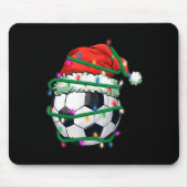 Weihnachtsfußball in Weihnachtsmannmütze im Weihna Mousepad (Vorne)