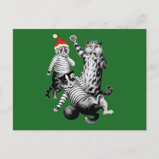 Weihnachtsfußball Katzen spielen Feiertagspostkarte (Vorderseite)