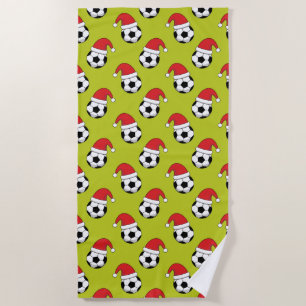 Weihnachtsfußball mit Weihnachtsmannmütze Muster Strandtuch