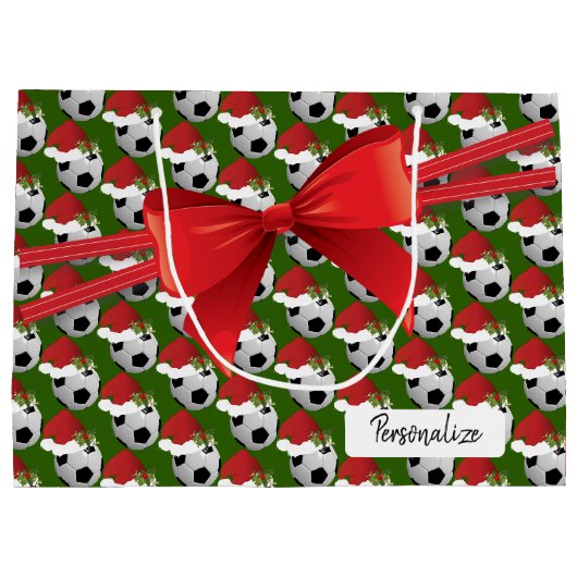 WeihnachtsFußball-Muster - groß Große Geschenktüte (Rückseite)