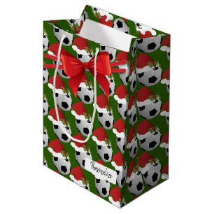 WeihnachtsFußball-Muster Mittlere Geschenktüte