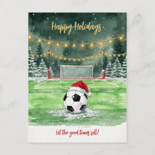 Weihnachtsfußball Santa Hut Grußkarten Feiertagspostkarte