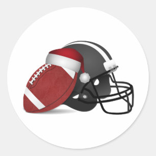 Weihnachtsfußball und Helm Runder Aufkleber