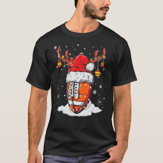 Weihnachtsfußball-Weihnachtsmannmütze Rentierleuch T-Shirt (Vorderseite)