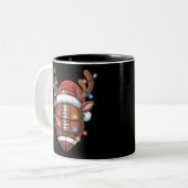 Weihnachtsfußball Weihnachtsmannmütze Sport Weihna Zweifarbige Tasse (Vorderseite Links)