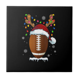 Weihnachtsfußballball Santa Lichter Lustige Jungen Fliese