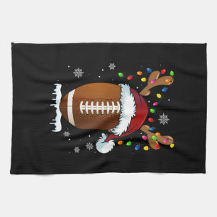 Weihnachtsfußballball Santa Lichter Lustige Jungen Geschirrtuch