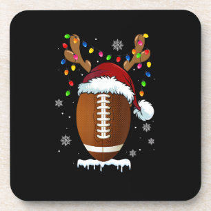 Weihnachtsfußballball Santa Lichter Lustige Jungen Getränkeuntersetzer