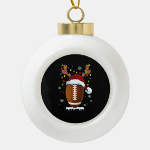 Weihnachtsfußballball Santa Lichter Lustige Jungen Keramik Kugel-Ornament