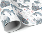 Weihnachtsfusstiermuster Geschenkpapier (Rolleneckpunkt)