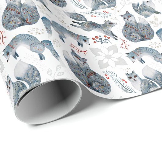 Weihnachtsfusstiermuster Geschenkpapier (Rolleneckpunkt)