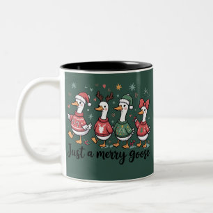 Weihnachtsgans Lustig Nur Eine Fröhliche Gans Weih Zweifarbige Tasse