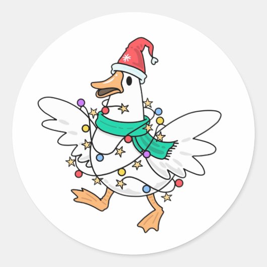 Weihnachtsgans Runder Aufkleber (Vorderseite)