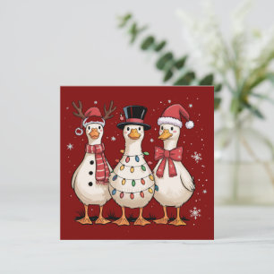 Weihnachtsgans Weihnachtsmann Dummer Süßer Schneem Feiertagskarte