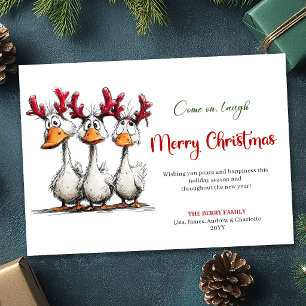 Weihnachtsgänse Humor Whimsical Grußkarte Auto Feiertagskarte