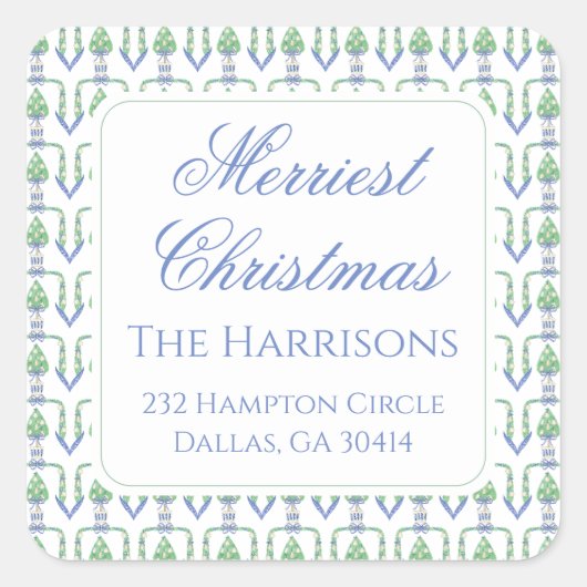 Weihnachtsgarland Bedford Strümpfe Quadratischer Aufkleber (Vorderseite)