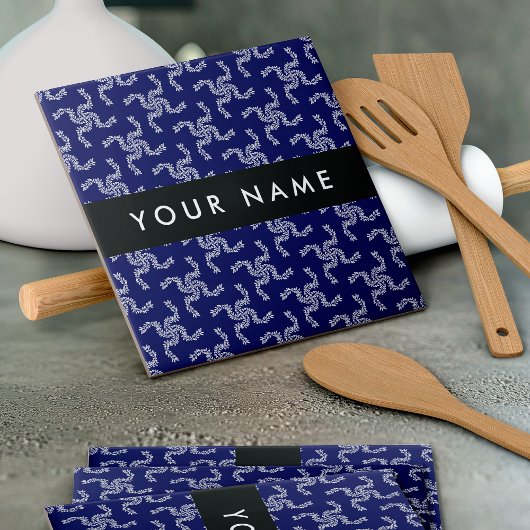 Weihnachtsgarland, Blau, Ihr Name, Personalisieren Fliese